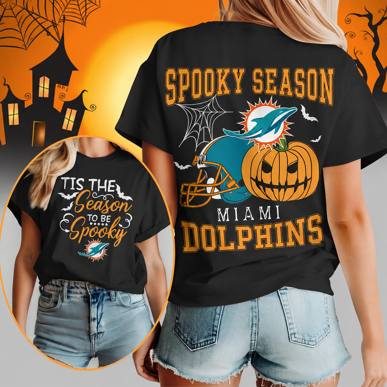 FLASH SALE - NEW CUSTOMIZED NFL19 MDP MIAMI DOLPHINS  HALLOWEEN T-SHIRT, HOODIE & ZIP HOODIE