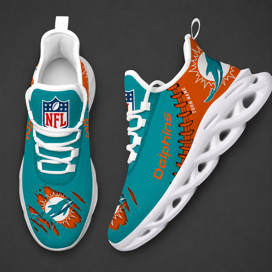 FINAL SALE - NEW CUSTOMIZED NFL19 MDP MIAMI DOLPHINS UNISEX MAX SOUL SHOES