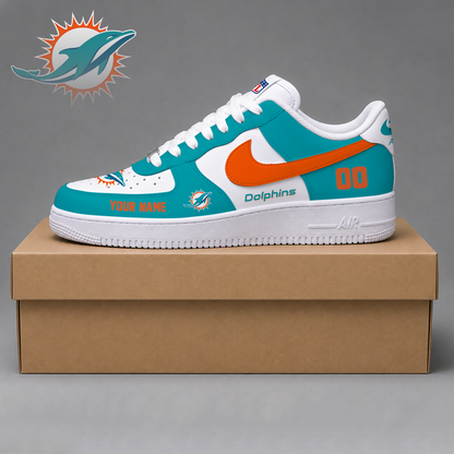 ELITE EDITION - NEW CUSTOMIZED NFL19 MDP MIAMI DOLPHINS AF1 SHOES