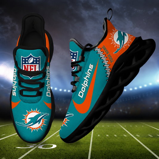 LIMITED EDITION - NEW CUSTOMIZED NFL19 MDP MIAMI DOLPHINS UNISEX MAX SOUL SHOES