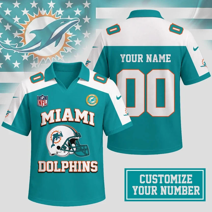 HOT DEAL - NEW CUSTOMIZED NFL19 MDP MIAMI DOLPHINS POLO SHIRT