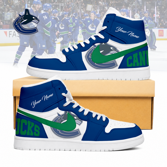 FINAL SALE - NEW CUSTOMIZED NHL19 VCC VANCOUVER CANUCKS AIR JORDAN SNEAKERS
