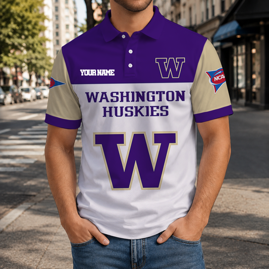 SPECIAL OFFER - NEW CUSTOMIZED NCAA FBS19 WSH WASHINGTON HUSKIES POLO SHIRT, ZIP POLO SHIRT & T-SHIRTS