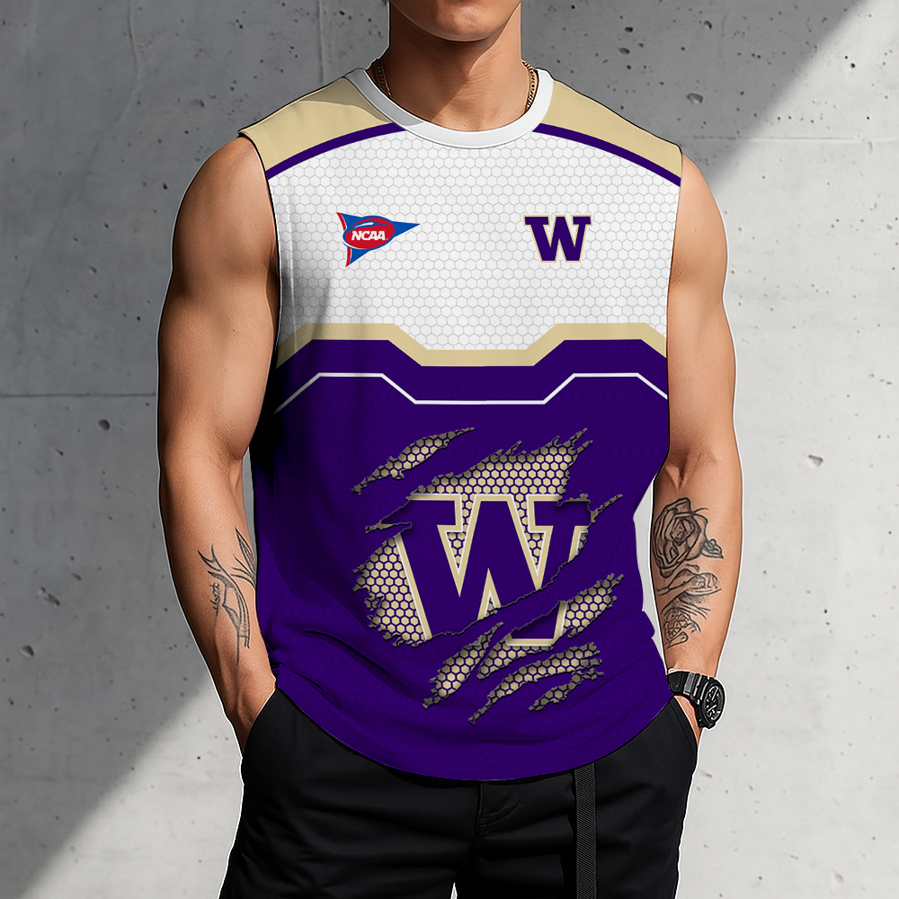 SPECIAL EDITION - NEW CUSTOMIZED NCAA FBS19 WSH WASHINGTON HUSKIES MEN'S GYM SHIRT