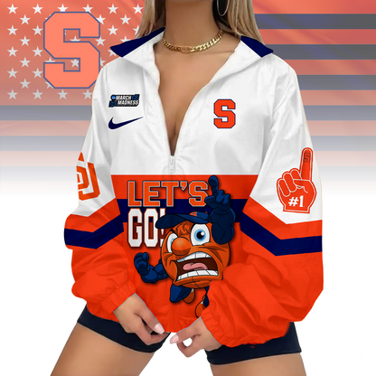 LIMITED EDITION - NEW CUSTOMIZED MAM NCAA19 SYO SY ORANGE V-NECK ZIPPER JACKET