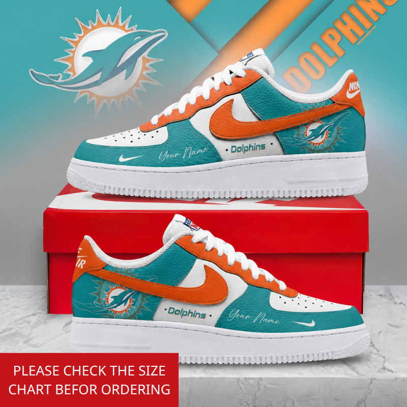 FINAL SALE - NEW CUSTOMIZED NFL19 MDP MIAMI DOLPHINS AF1 SHOES