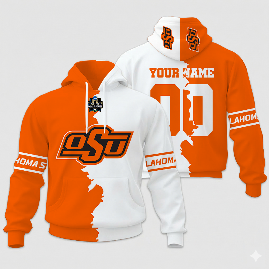 MEGA SALE - NEW CUSTOMIZED COLLEGE WORLD SERIES NCAA19 OKLAHOMA STATE COWBOYS UNISEX HOODIE & ZIP HOODIE