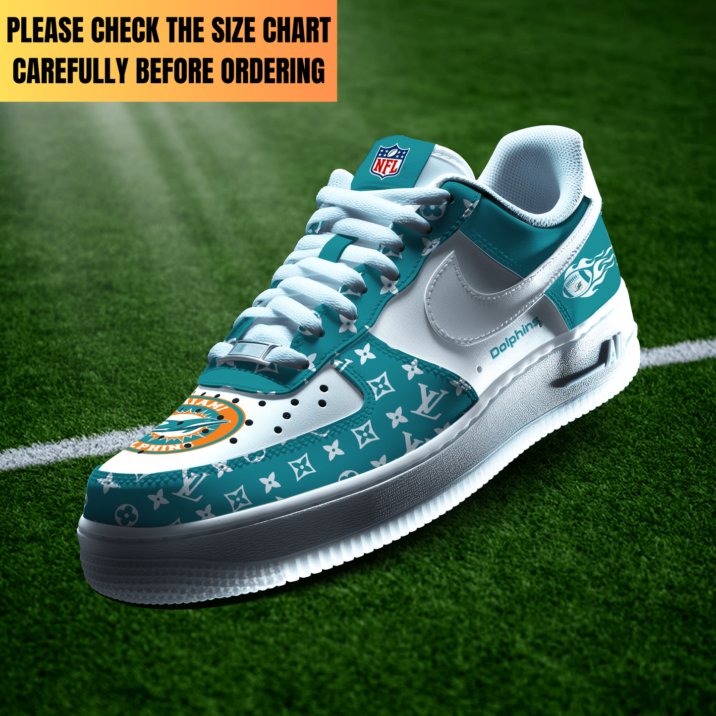 VIRAL EDITION - NEW CUSTOMIZED NFL19 MDP MIAMI DOLPHINS AF1 SHOES