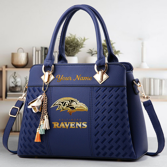 LIMITED EDITION - NEW CUSTOMIZED NFL28 BTR BALTIMORE RAVENS LUXURY HANDBAG IN MULTIPLE COLORS
