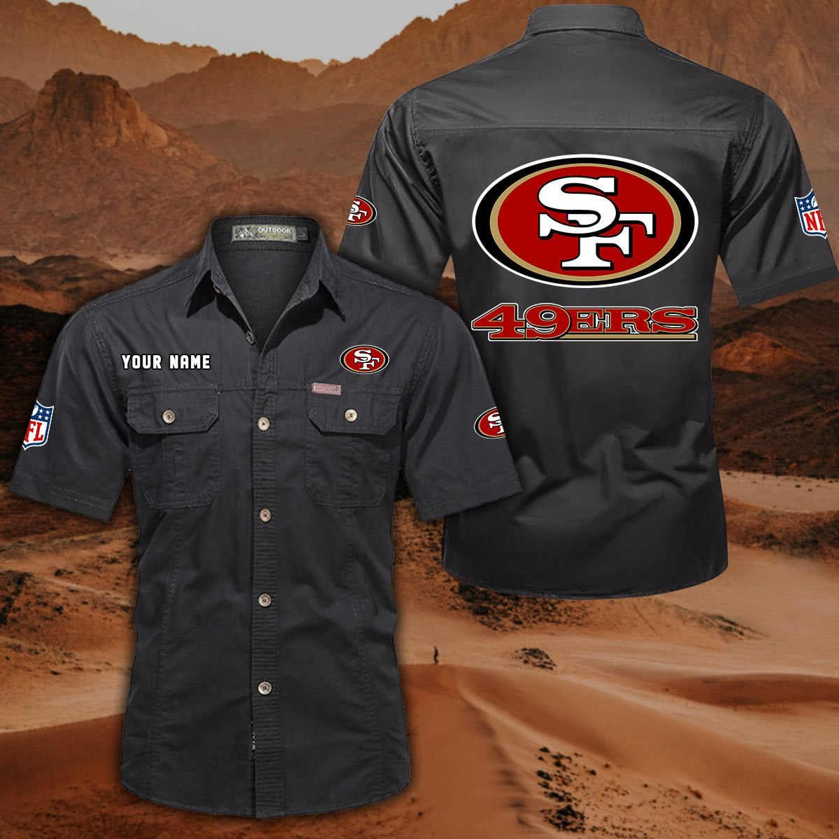 FINAL SALE - NEW CUSTOMIZED NFL11 SF49 SAN FRANCISCO 49ERS MUTICOLOR MEN'S CARGO SHIRT