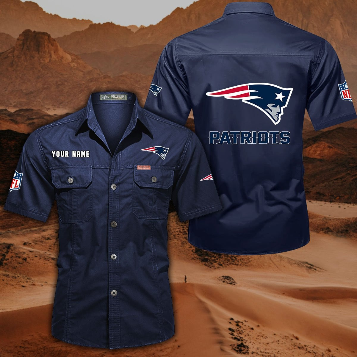 FINAL SALE - NEW CUSTOMIZED NFL27 NEP NEW ENGLAND PATRIOTS MUTICOLOR MEN'S CARGO SHIRT