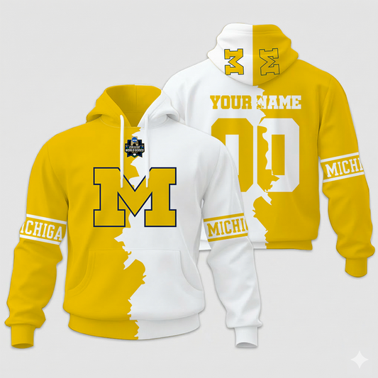 MEGA SALE - NEW CUSTOMIZED COLLEGE WORLD SERIES NCAA01 MICHIGAN WOLVERINES UNISEX HOODIE & ZIP HOODIE