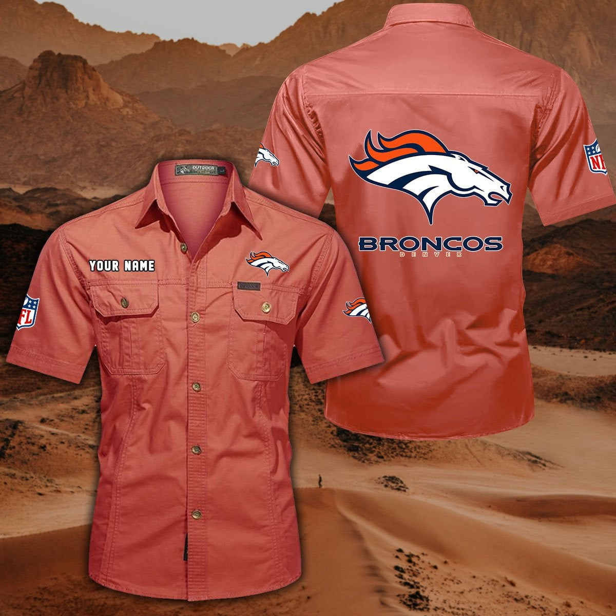 FINAL SALE - NEW CUSTOMIZED NFL13 DVB DENVER BRONCOS MUTICOLOR MEN'S CARGO SHIRT