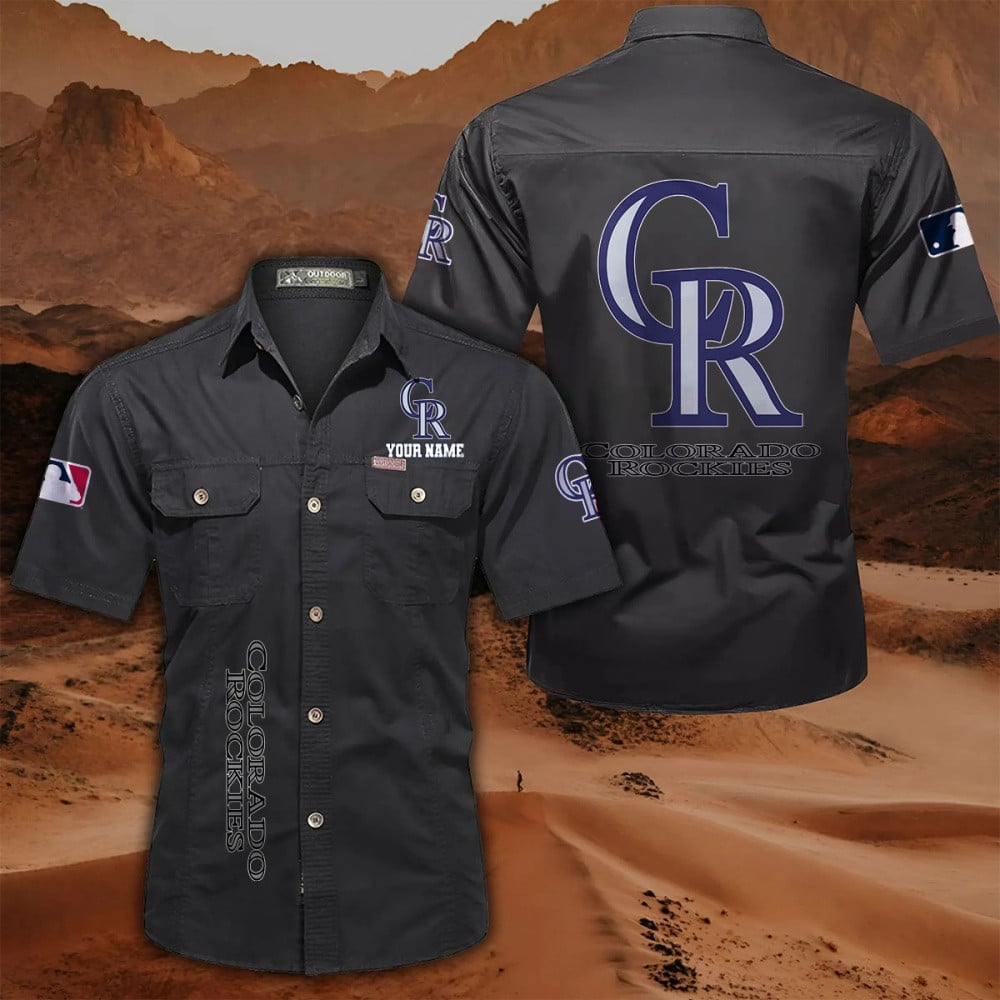 LIMITED EDITION - NEW CUSTOMIZED MLB30 COR COLORADO ROCKIES MEN'S CARGO SHIRT