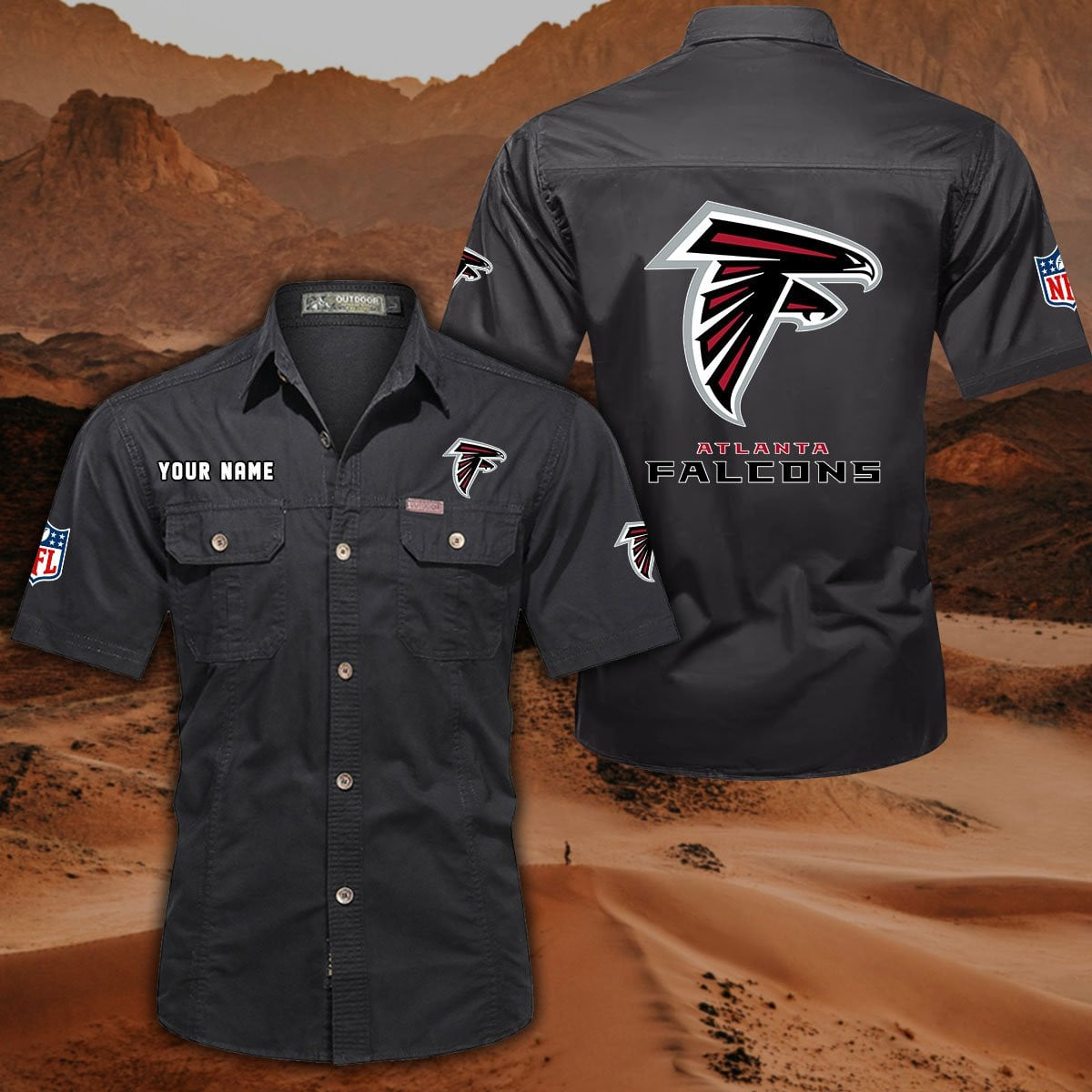 FINAL SALE - NEW CUSTOMIZED NFL18 ATF ATLANTA FALCONS MUTICOLOR MEN'S CARGO SHIRT