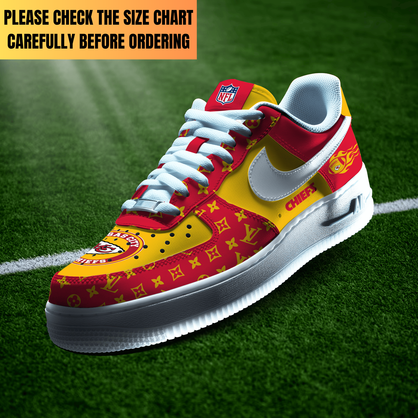VIRAL EDITION - NEW CUSTOMIZED NFL01 KCC KANSAS CITY CHIEFS AF1 SHOES