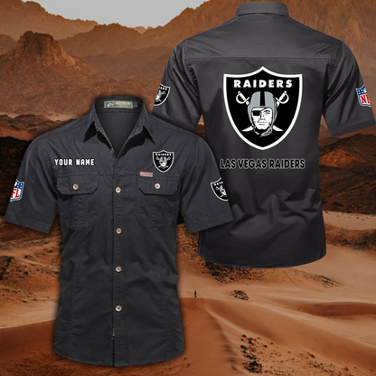FINAL SALE - NEW CUSTOMIZED NFL07 LVR LAS VEGAS RAIDERS MUTICOLOR MEN'S CARGO SHIRT