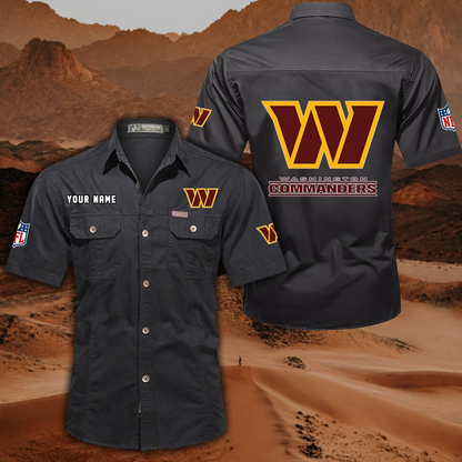 FINAL SALE - NEW CUSTOMIZED NFL12 WTC WASHINGTON COMMANDERS MUTICOLOR MEN'S CARGO SHIRT