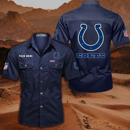FINAL SALE - NEW CUSTOMIZED NFL17 IDC INDIANAPOLIS COLTS MUTICOLOR MEN'S CARGO SHIRT