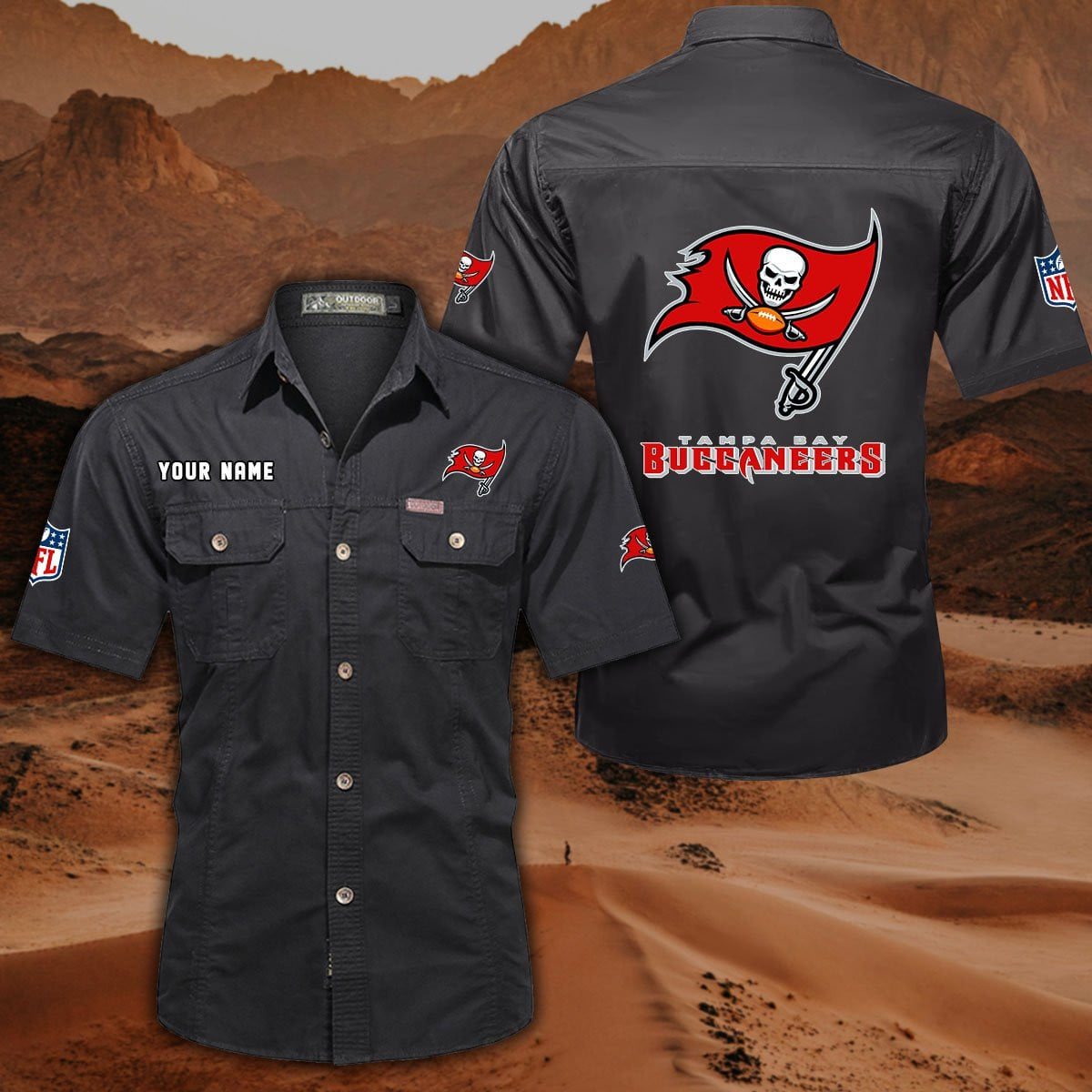 FINAL SALE - NEW CUSTOMIZED NFL10 TBB TAMPA BAY BUCCANEERS MUTICOLOR MEN'S CARGO SHIRT