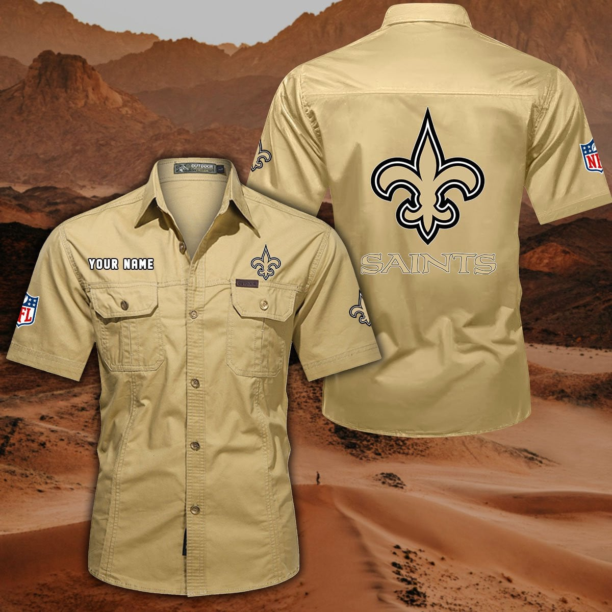 FINAL SALE - NEW CUSTOMIZED NFL24 NOS NEW ORLEANS SAINTS MUTICOLOR MEN'S CARGO SHIRT