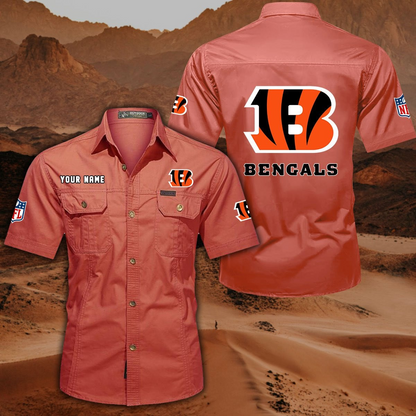 FINAL SALE - NEW CUSTOMIZED NFL16 CCB CINCINNATI BENGALS MUTICOLOR MEN'S CARGO SHIRT