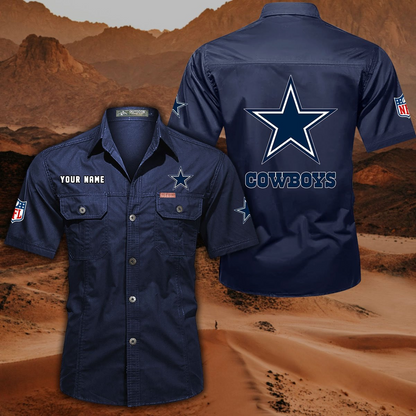FINAL SALE - NEW CUSTOMIZED NFL21 DCB DALLAS COWBOYS MUTICOLOR MEN'S CARGO SHIRT