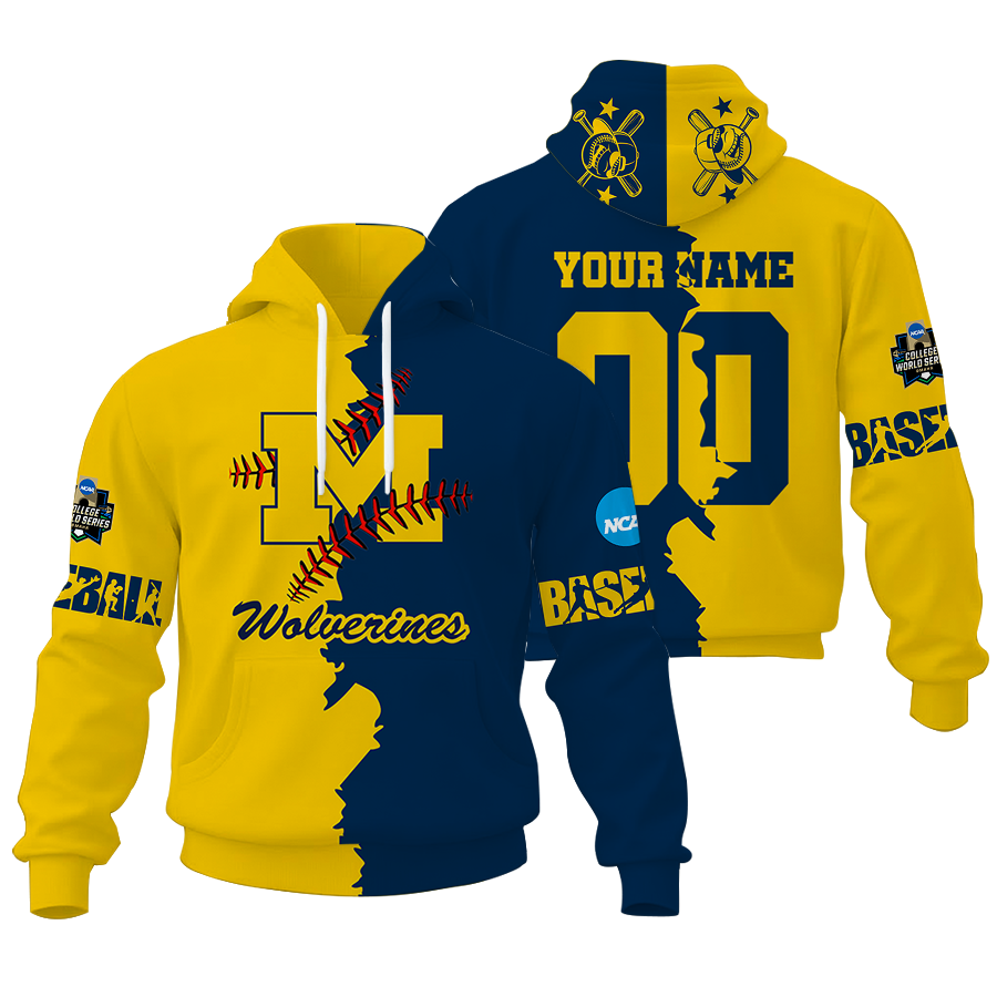 FINAL CLEARANCE - NEW CUSTOMIZED COLLEGE WORLD SERIES NCAA01 MICHIGAN WOLVERINES UNISEX HOODIE & ZIP HOODIE