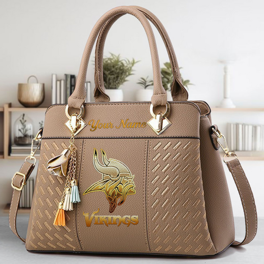 LIMITED EDITION - NEW CUSTOMIZED NFL05 MVK MINNESOTA VIKINGS LUXURY HANDBAG IN MULTIPLE COLORS