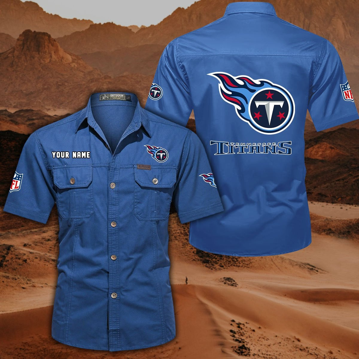 FINAL SALE - NEW CUSTOMIZED NFL31 TST TENNESSEE TITANS MUTICOLOR MEN'S CARGO SHIRT