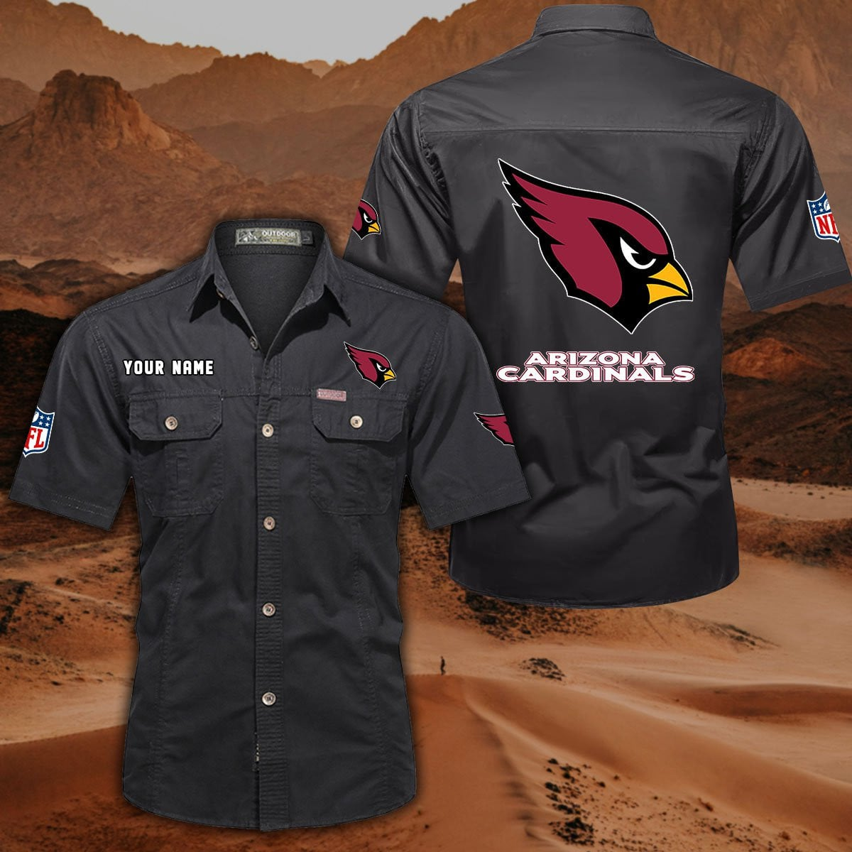 FINAL SALE - NEW CUSTOMIZED NFL20 ARC ARIZONA CARDINALS MUTICOLOR MEN'S CARGO SHIRT