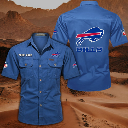 FINAL SALE - NEW CUSTOMIZED NFL03 BFB BUFFALO BILLS MUTICOLOR MEN'S CARGO SHIRT