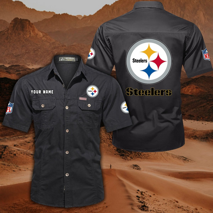 FINAL SALE - NEW CUSTOMIZED NFL14 PSB PITTSBURGH STEELERS MUTICOLOR MEN'S CARGO SHIRT