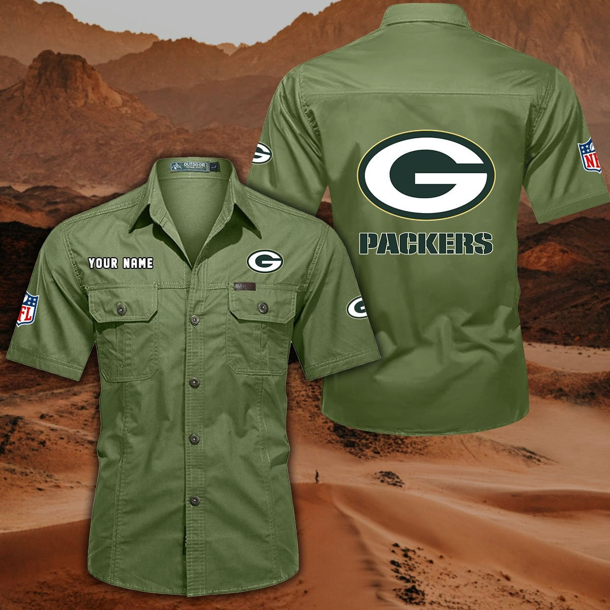 FINAL SALE - NEW CUSTOMIZED NFL08 GBP GREEN BAY PACKERS MUTICOLOR MEN'S CARGO SHIRT