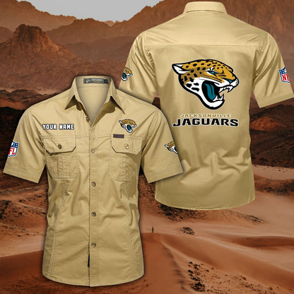 FINAL SALE - NEW CUSTOMIZED NFL30 JSJ JACKSONVILLE JAGUARS MUTICOLOR MEN'S CARGO SHIRT