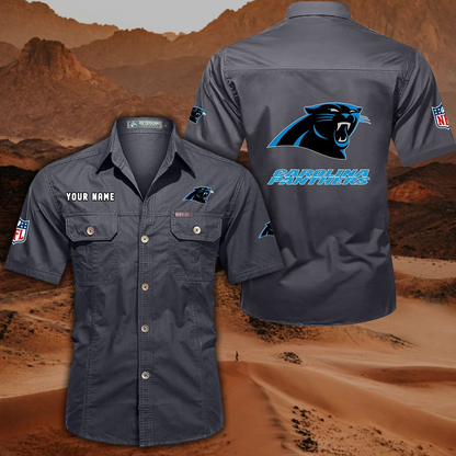 FINAL SALE - NEW CUSTOMIZED NFL23 CLP CAROLINA PANTHERS MUTICOLOR MEN'S CARGO SHIRT