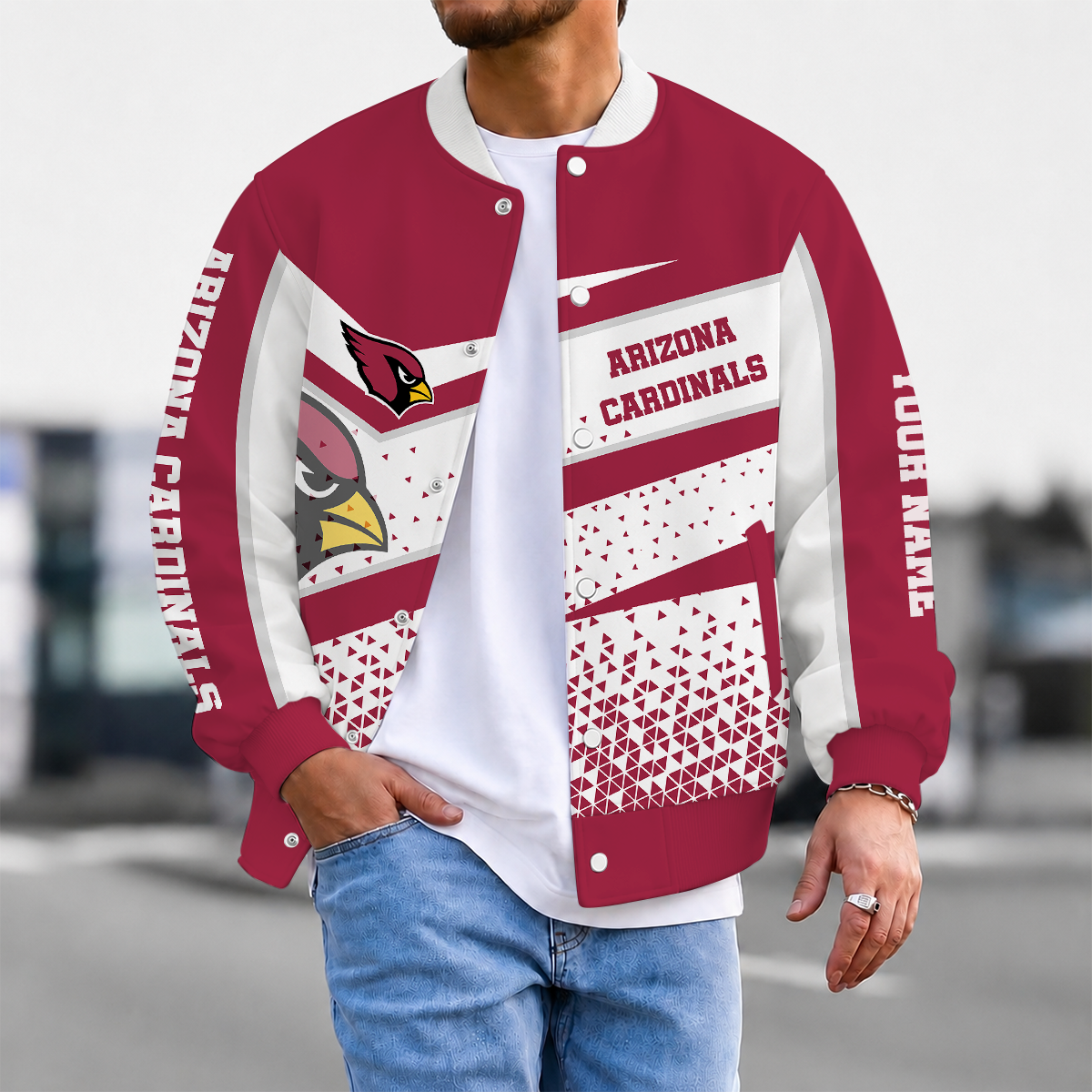 FLASH SALE - NEW CUSTOMIZED NFL20 ARC ARIZONA CARDINALS SATIN VARSITY & BASEBALL JACKET