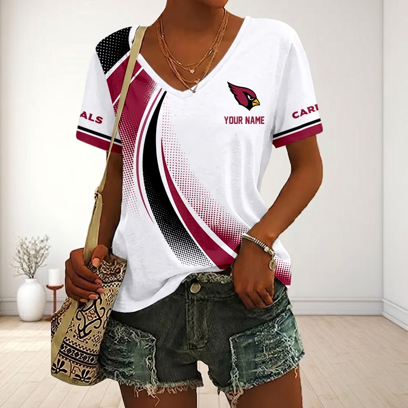 FINAL SALE - NEW CUSTOMIZED NFL20 ARC ARIZONA CARDINALS V-NECK FEMALE SHIRT