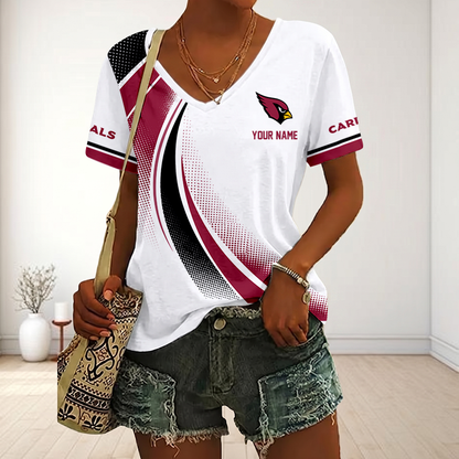FINAL SALE - NEW CUSTOMIZED NFL20 ARC ARIZONA CARDINALS V-NECK FEMALE SHIRT