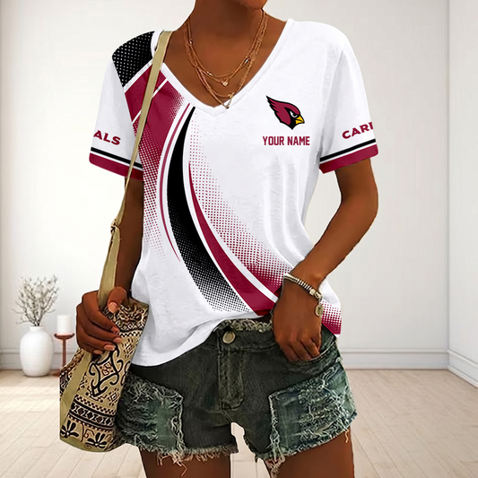 FINAL SALE - NEW CUSTOMIZED NFL20 ARC ARIZONA CARDINALS V-NECK FEMALE SHIRT