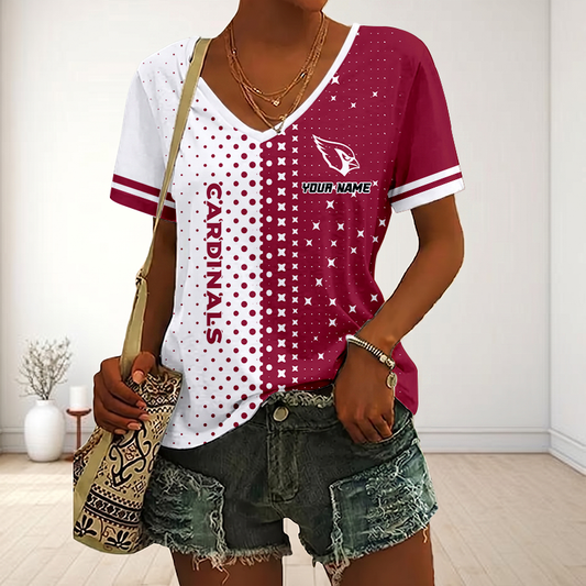 FINAL SALE - NEW CUSTOMIZED NFL20 ARC ARIZONA CARDINALS V-NECK FEMALE SHIRT