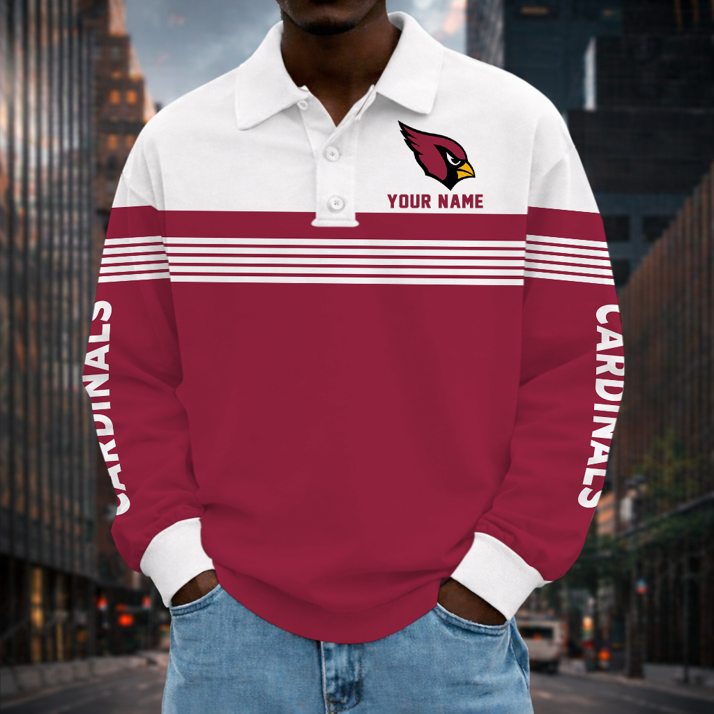 EXCLUSIVE EDITION - NEW CUSTOMIZED NFL20 ARC ARIZONA CARDINALS LONG SLEEVE POLO SHIRT