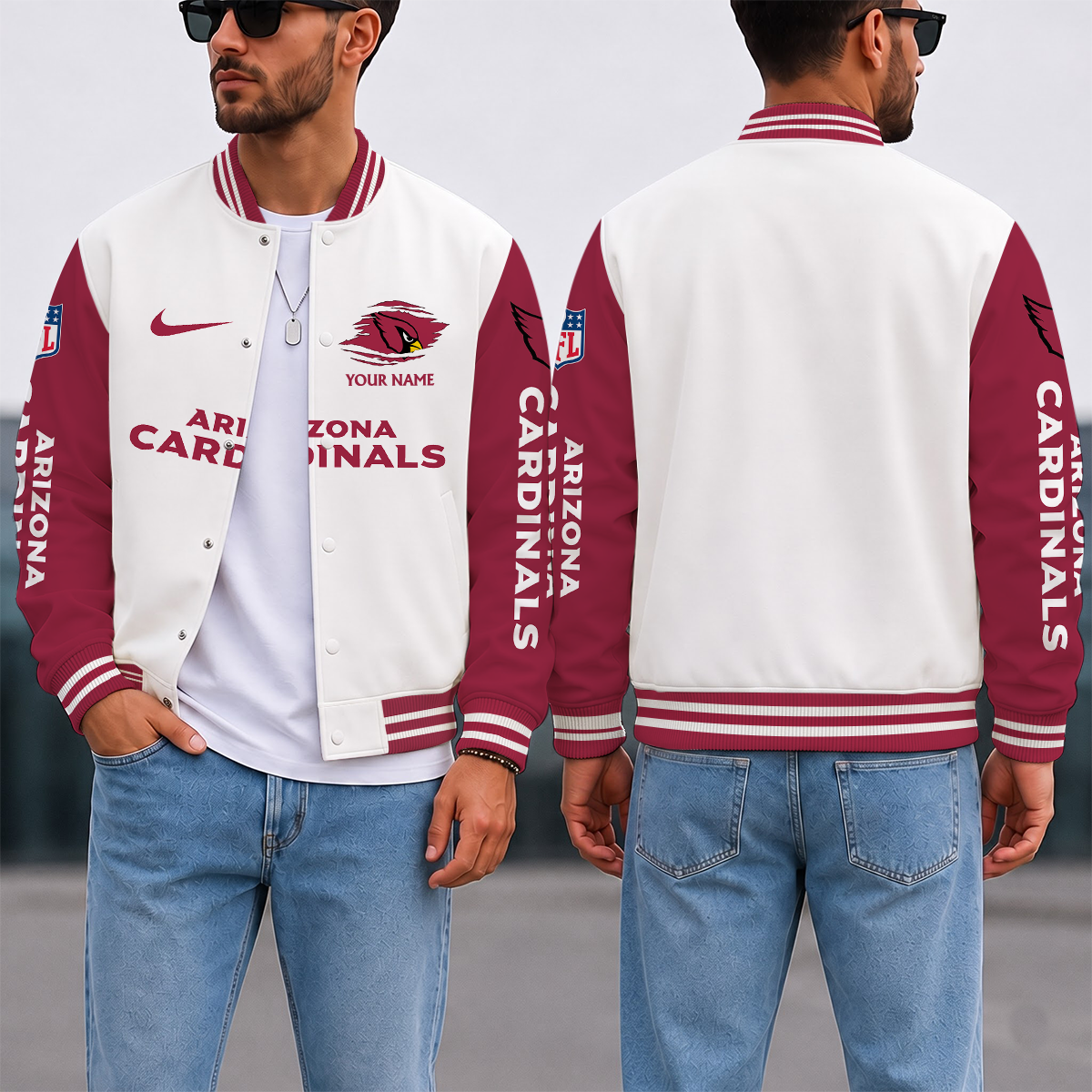 SPECIAL EDITION - NEW CUSTOMIZED NFL20 ARC ARIZONA CARDINALS SATIN VARSITY & BASEBALL JACKET