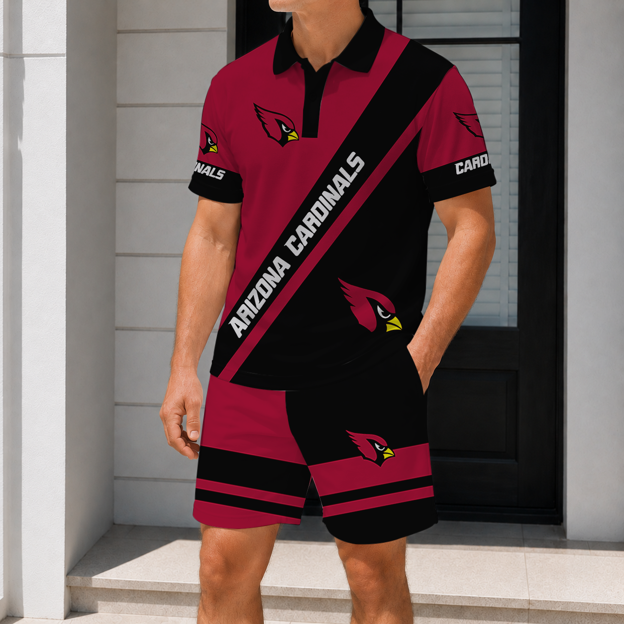 FINAL SALE - NEW CUSTOMIZED NFL20 ARC ARIZONA CARDINALS POLO SHIRT & SHORT PANTS SET