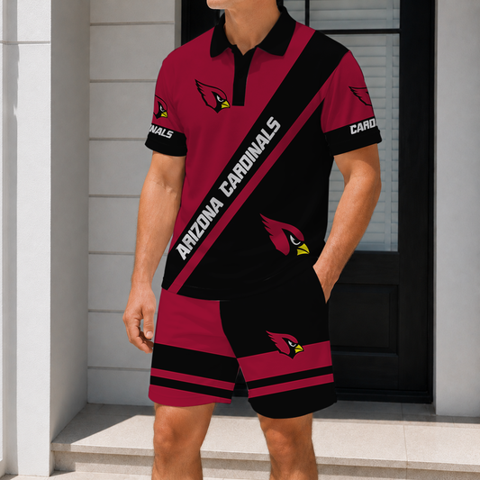 FINAL SALE - NEW CUSTOMIZED NFL20 ARC ARIZONA CARDINALS POLO SHIRT & SHORT PANTS SET