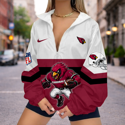 FINAL SALE - NEW CUSTOMIZED NFL20 ARC ARIZONA CARDINALS V-NECK ZIPPER SWEATSHIRT JACKET