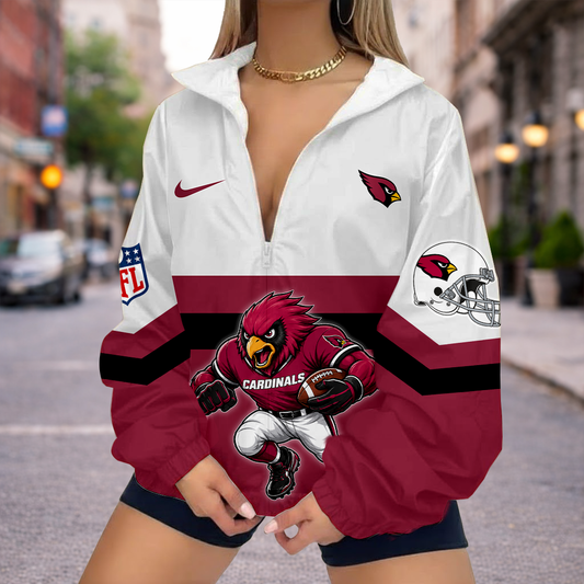 FINAL SALE - NEW CUSTOMIZED NFL20 ARC ARIZONA CARDINALS V-NECK ZIPPER SWEATSHIRT JACKET