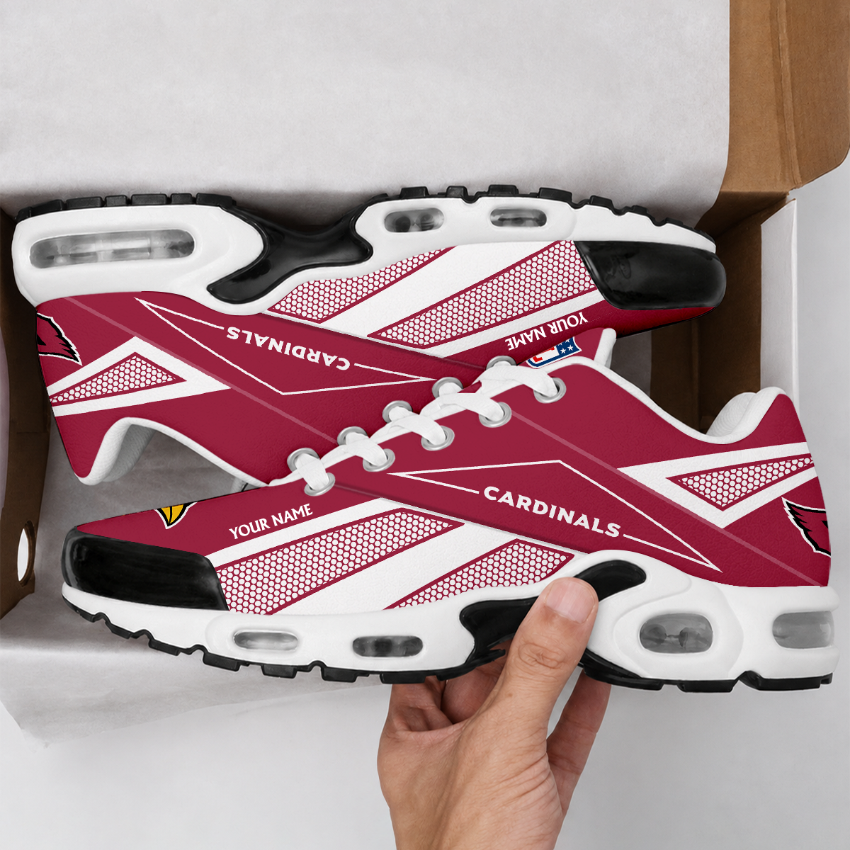 LIMITED EDITION - NEW CUSTOMIZED NFL20 ARC ARIZONA CARDINALS AIR MAX PLUS SNEAKERS
