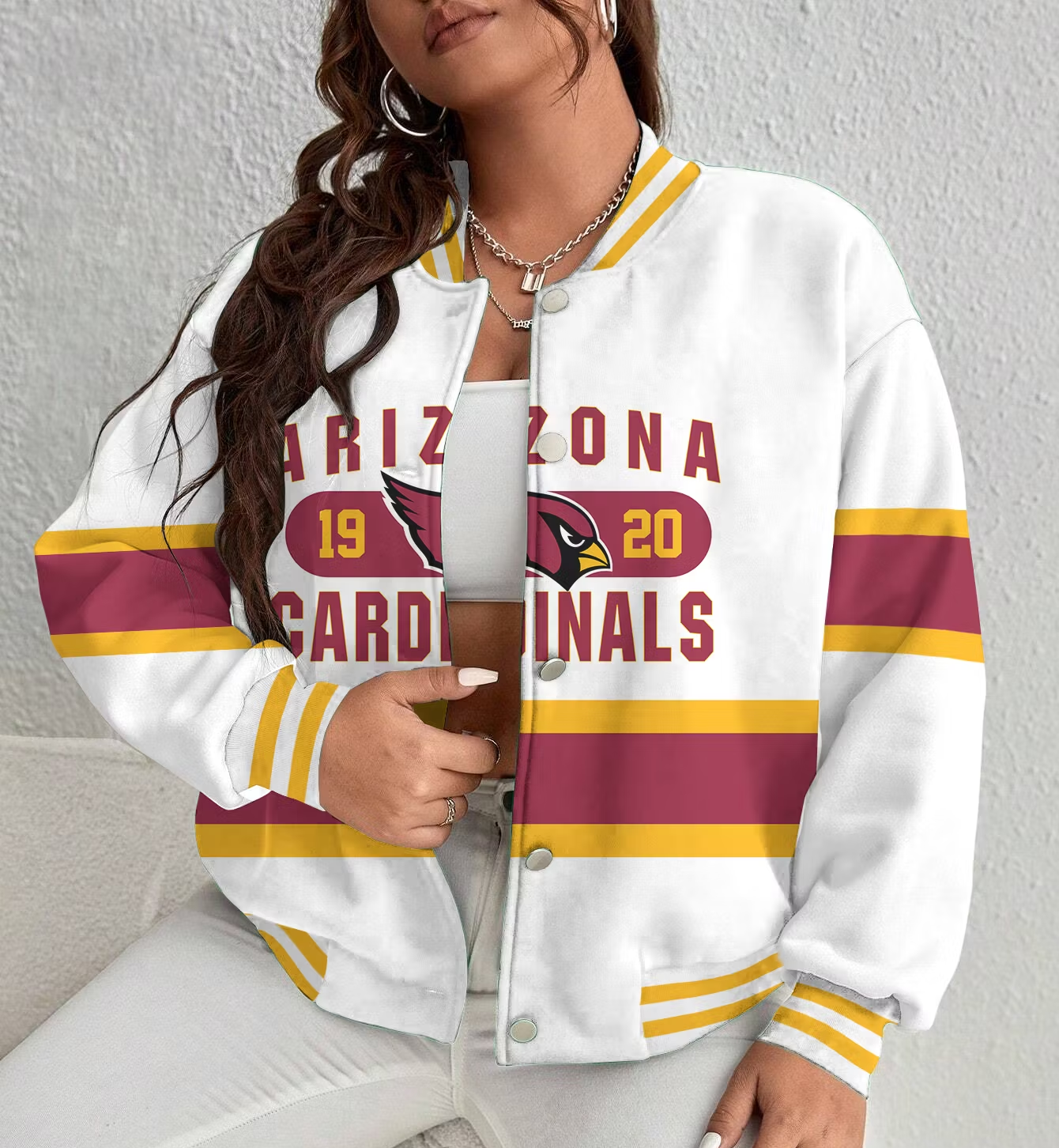 FINAL SALE - NEW CUSTOMIZED NFL20 ARC ARIZONA CARDINALS SATIN VARSITY & BASEBALL JACKET