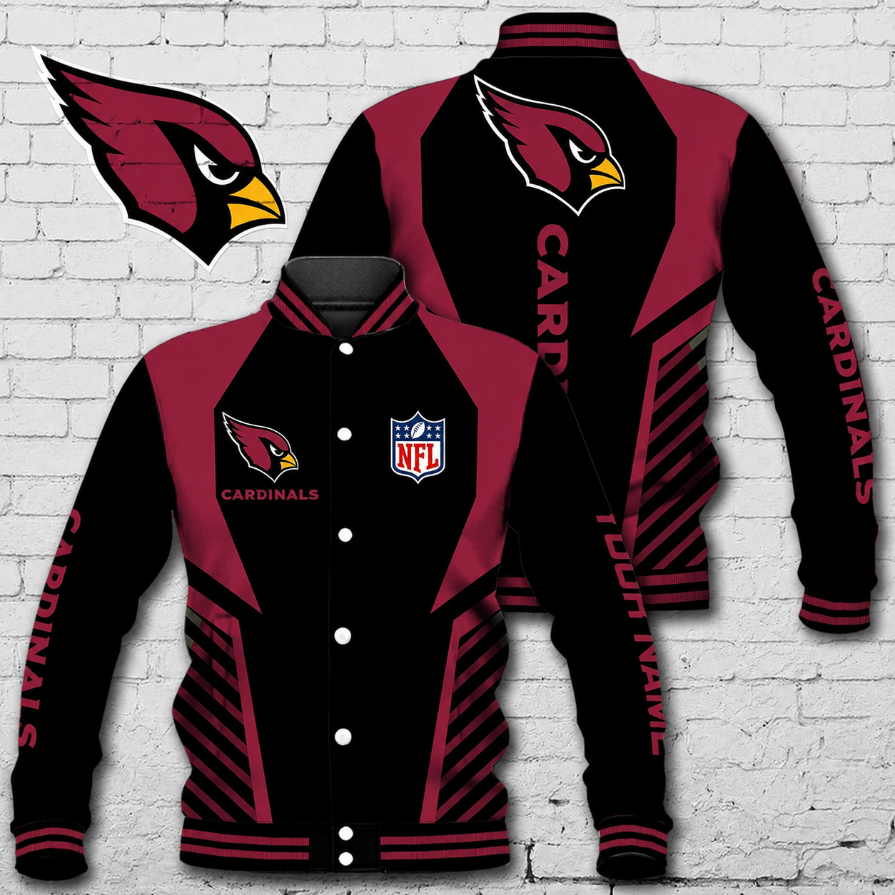 LIMITED EDITION - NEW CUSTOMIZED NFL20 ARC ARIZONA CARDINALS SATIN VARSITY & BASEBALL JACKET